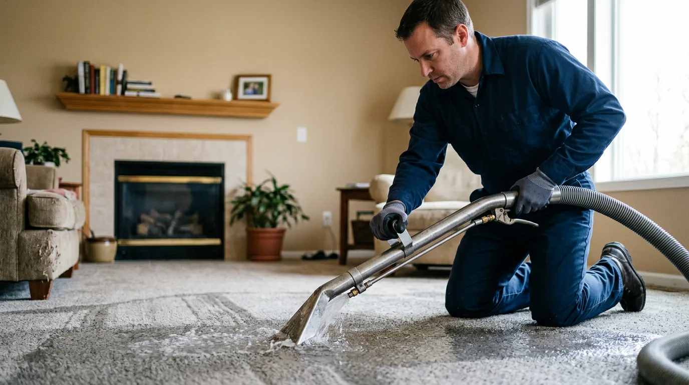 Water damage restoration technician working near Frost, TX
